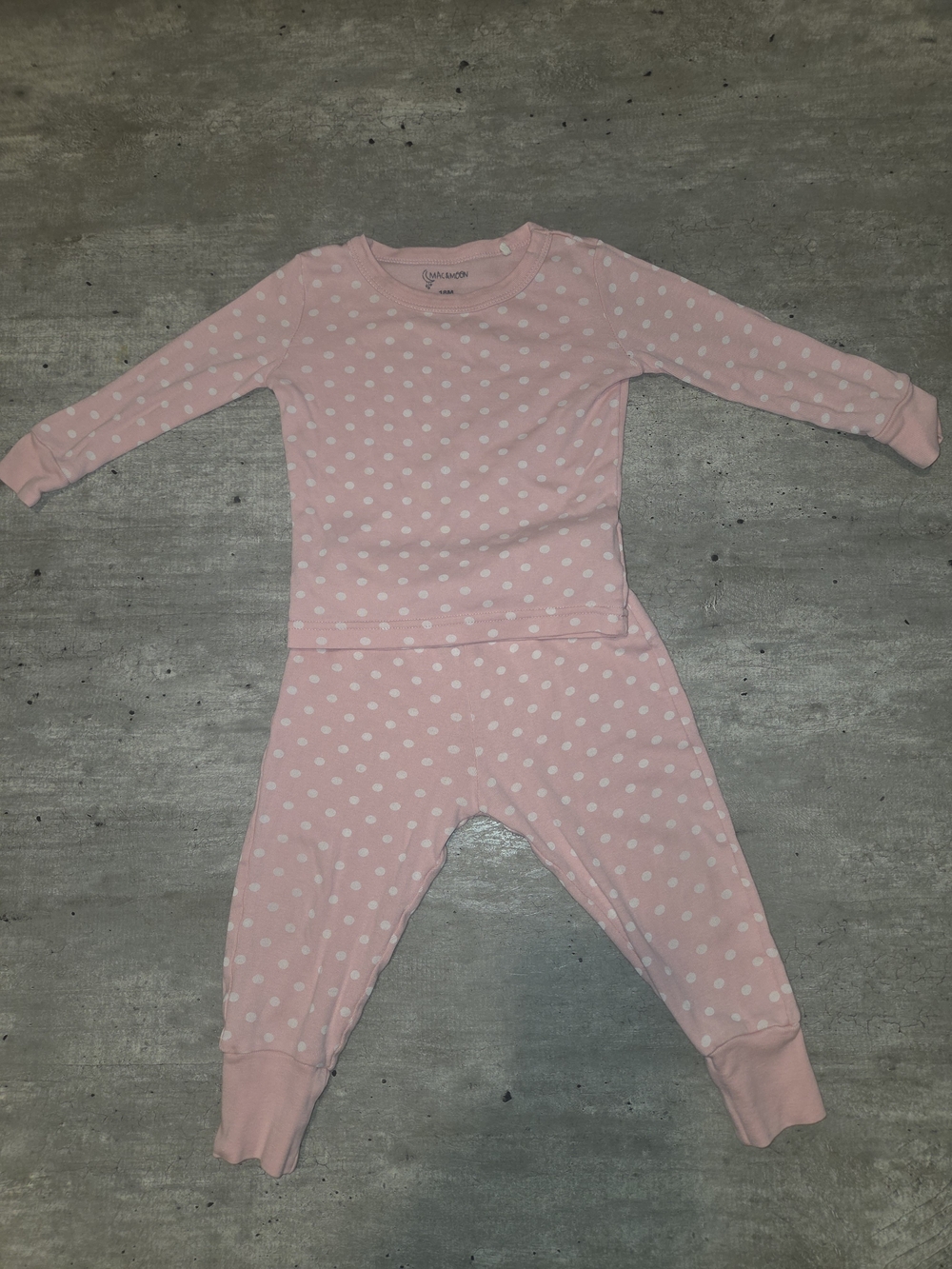 Mac & Moon Light Pink Polka Dot Footed One-Piece